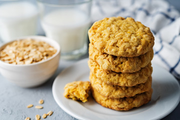 Pumpkin oatmeal cookies in a white plate