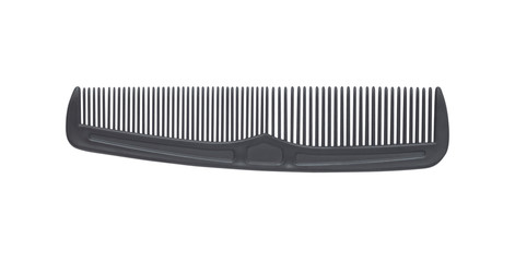 Top view of black hair comb isolated on white background