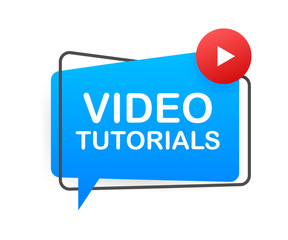 Wall Mural - video tutorials icon concept. study and learning background, distance education and knowledge growth