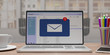 © Rawf8 - Email message inbox notification on laptop screen, business background. 3d illustration