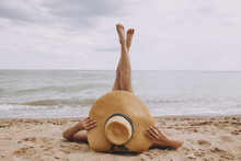 Woman With A Hat On Beach Free Stock Photo - Public Domain Pictures