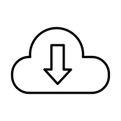 Sticker - cloud computing and arrow download line style icon