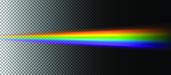 Aufkleber - Rainbow beam on transparent background. Vector realistic illustration of ray in spectum colors. 