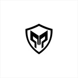Fototapeta Desenie - Vector spartan shield concept logo design template illustration eps 10