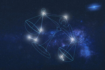 Wall Mural - zodiac sign libra constellation stars in outer space with libra lines. elements of this image were f