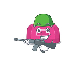 Sticker - A cartoon picture of Army woman sport bag holding machine gun