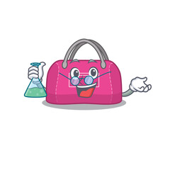 Sticker - caricature character of woman sport bag smart Professor working on a lab