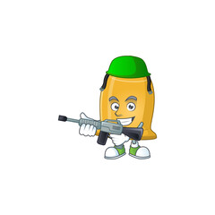 Sticker - A mascot design picture of bell as a dedicated Army using automatic gun