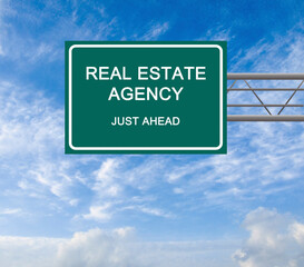 Poster - Road Sign to real estate agency