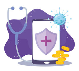 Sticker - telemedicine, smartphone stethoscope medicine medical treatment and online healthcare services