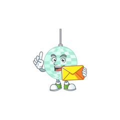 Poster - A cartoon picture of disco ball bring brown envelope