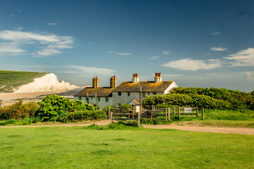 Poster - View of Poppy Cottage Seven Sisters and white cliffs of Birling Gap and Seven Sisters at East Sussex