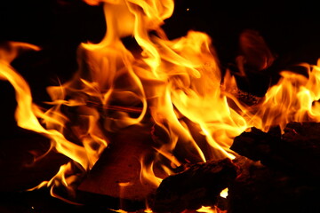 fire in fireplace