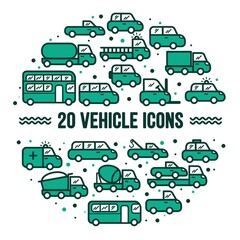 Canvas Print - Collection of vehicle icons