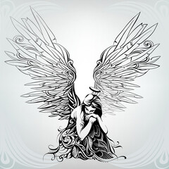 Wall Mural - Angel girl in ornament