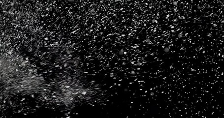 Wall Mural - snowstorm at night. it shows the white particles falling from the sky slowly against the isolated bl