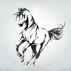 Wall Mural - Vector silhouette of a running horse