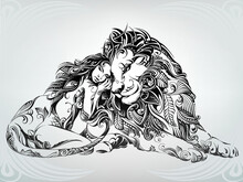 Girl And Lion In Ornament