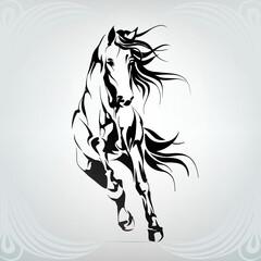 Wall Mural - Vector silhouette of a running horse