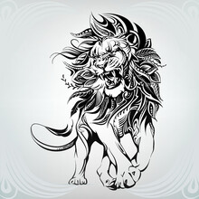 Lion In A Floral Ornament