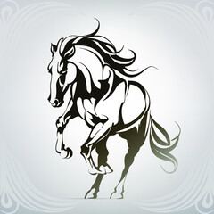 Wall Mural - Vector silhouette of a running horse