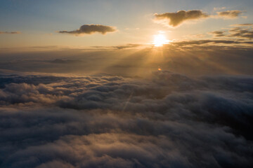 Wall Mural - Hong Kong Sea of clouds aerial view scene from top