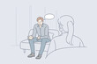 © Dzianis Vasilyeu - Healthcare, psychology, meeting, communication, help concept. Man boy telling woman psychiatrist about psychological problems. Psychotherapy practice consulting patient and mental stress treatment.