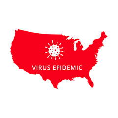 Poster - USA Virus Epidemic country of America, American map illustration, vector isolated on white background