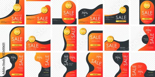 Set Of Editable Sale s Square Banner Template For Instragram And Fb Black And Orang Background Color With Stripe Line Shape Suitable For Social Media Post And Web Internet Ads Stock Vector Set Of Editable Sale s Square Banner Template For Instragram And Fb Black And Orang Background Color With Stripe Line Shape Suitable For Social Media Post And Web Internet Ads Stock Vector