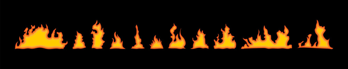 Wall Mural - fire flames collection. fire vector icons, isolated. symbols fire flames in flat design. flames icon