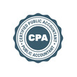 Certified public accountant sign or stamp, CPA bookkeeper seal, accounting badge