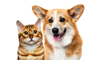 Sticker - dog and cat together on a white background