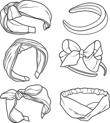 vector of set women's headband, head wrap hair accessories