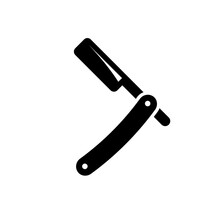 Cut Throat Razor Silhouette Icon. Clipart Image Isolated On White Background