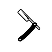 Cut Throat Razor Glyph Icon. Clipart Image Isolated On White Background