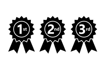 Wall Mural - 1st 2nd 3rd place ribbon silhouette icon. clipart image isolated on white background