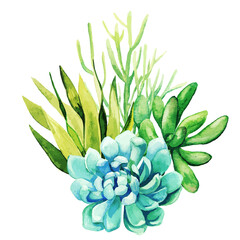 Sticker - Bright watercolor plants, the tiny color bouquet