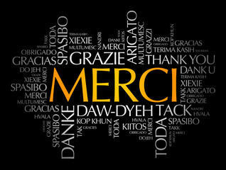 Wall Mural - Merci (Thank You in French) word cloud in different languages