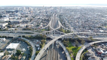 Canvas Print - Aerial shot of the MacArthur Maze Oakland California, USA