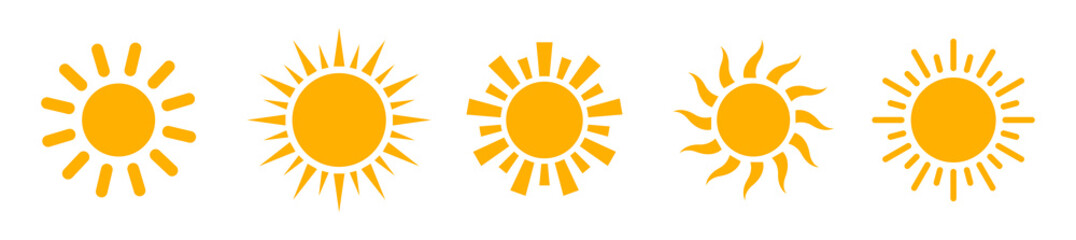 Wall Mural - yellow sun icon vector set