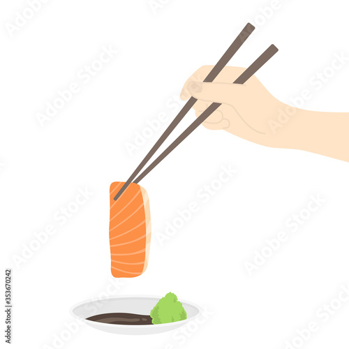 サーモンの刺身を食べるイラスト Buy This Stock Vector And Explore Similar Vectors At Adobe Stock Adobe Stock