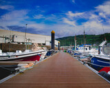 Fototapeta Pomosty - Barcas ancladas en el puerto