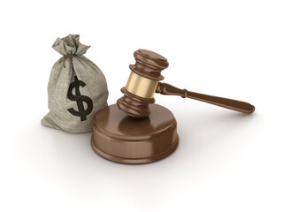 Sticker - Legal Gavel with Dollar Money Sack