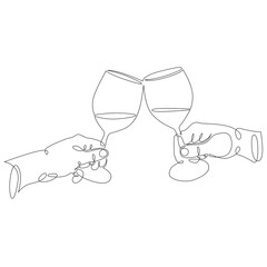 two hands with glasses of wine