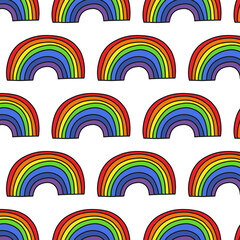 Wall Mural - rainbow doodle pattern, vector illustration