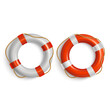 Lifebuoies icons set. Life preserver or saver red and white.