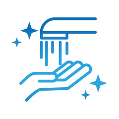 Poster - personal hand hygiene, hand wash water tap, disease prevention and health care gradient style icon