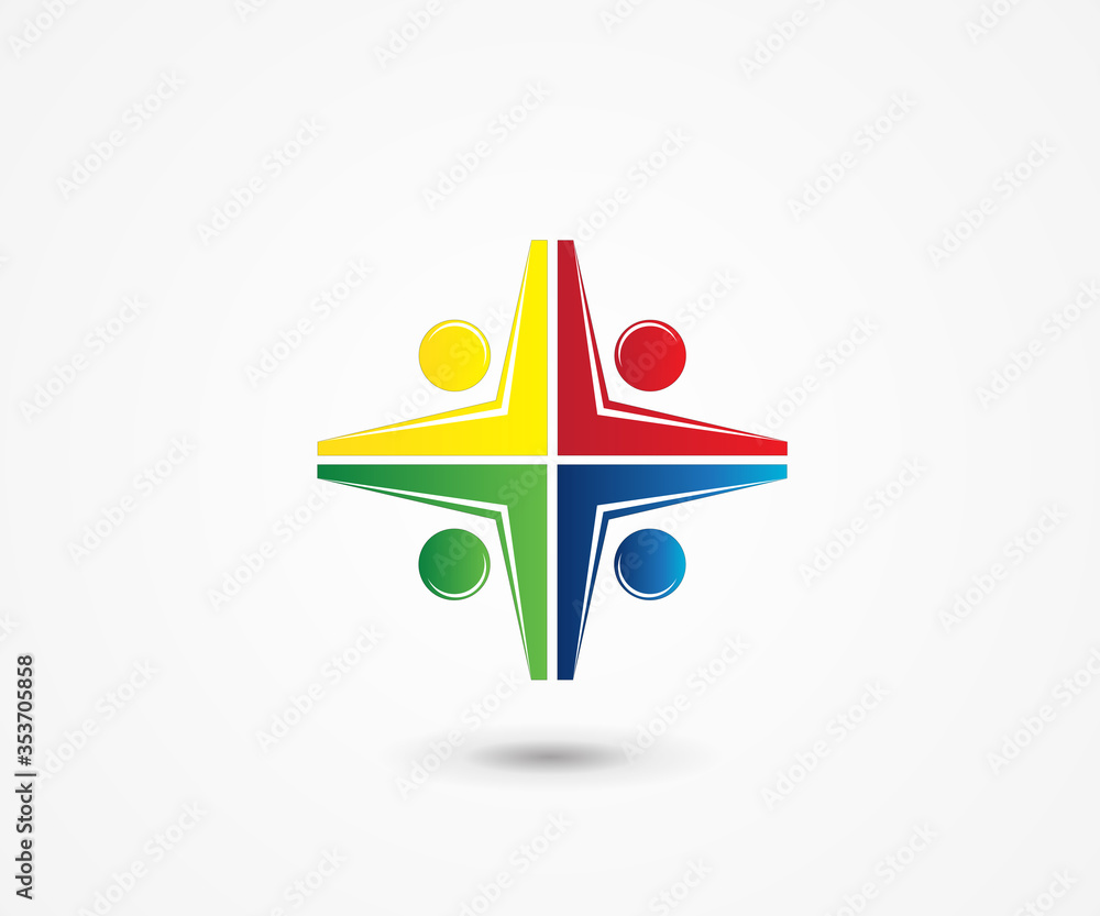 Logo teamwork unity business people vector image Stock Vector | Adobe Stock