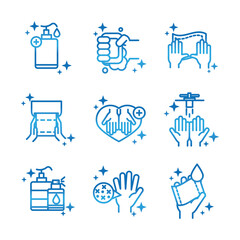 Poster - personal hand hygiene, disease prevention and health care gradient style icon