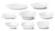 White plate, dish and food bowl realistic mockups